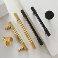 Modern Knurled Black and Gold Cabinet Pulls