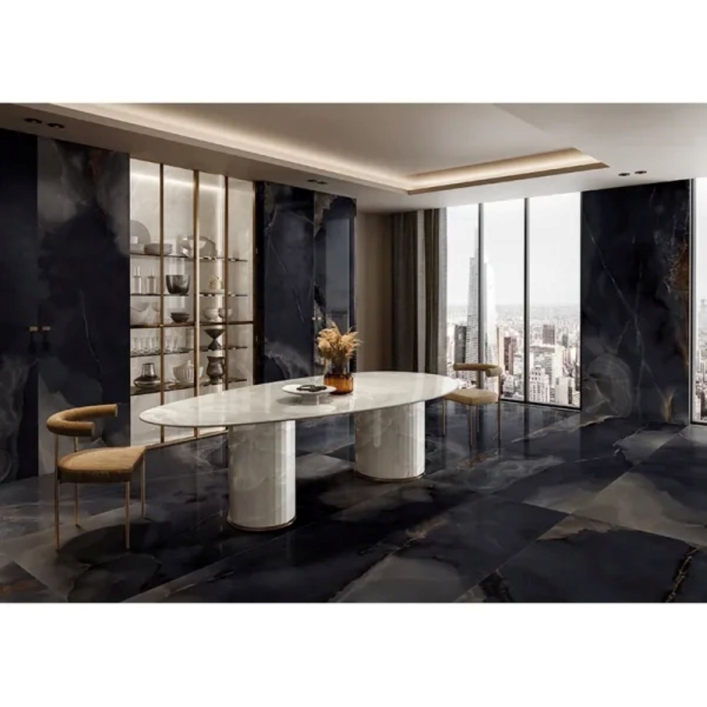 Onyx Black Porcelain Tile 24x48" | 36x36" | Mosaic - Tilevanity.com