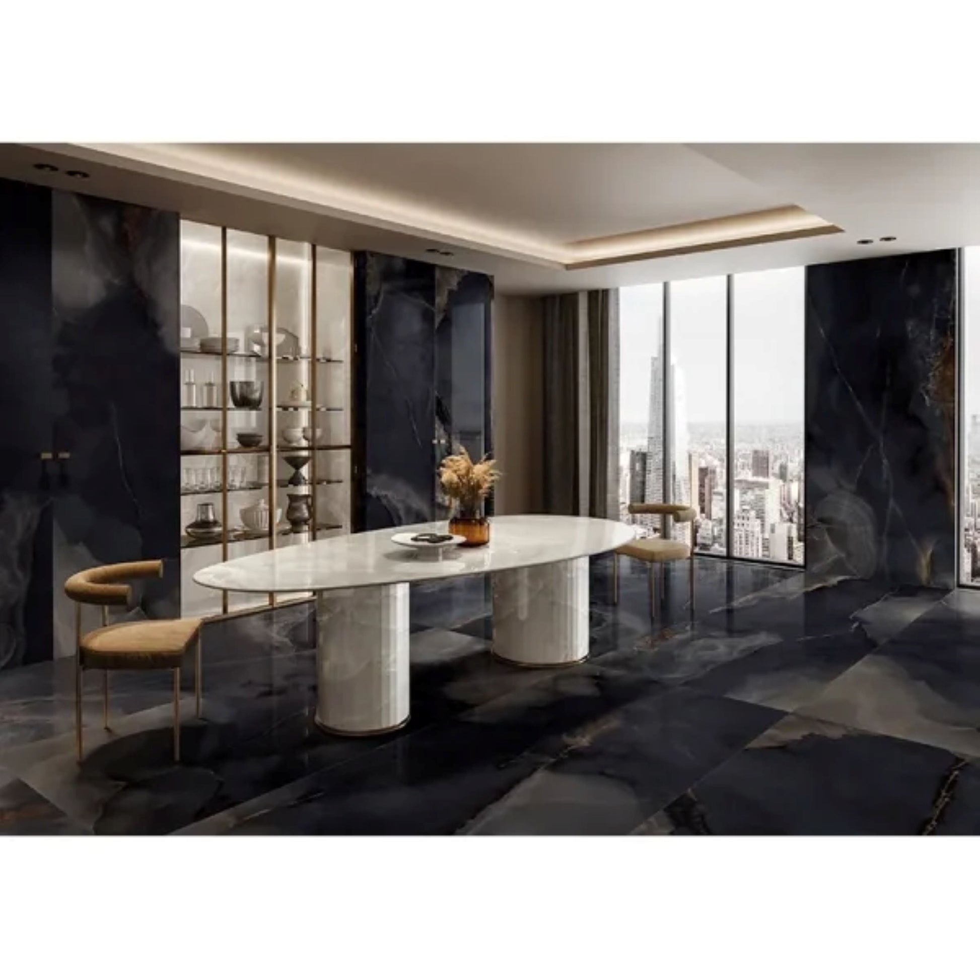 Onyx Black Porcelain Tile 24x48" | 36x36" | Mosaic - Tilevanity.com