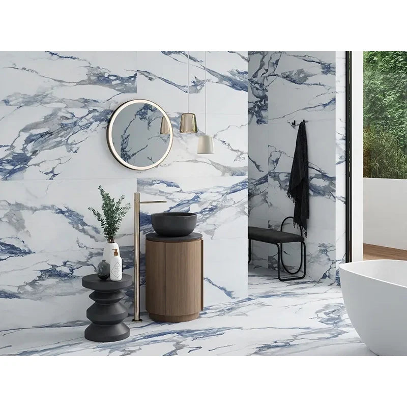 Glacier Blue Polished Porcelain Tile 24×48" - Tilevanity.com