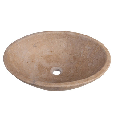 Karina Walnut Travertine Natural Stone Oval Shape Above Vanity Bathroom Vessel Sink
