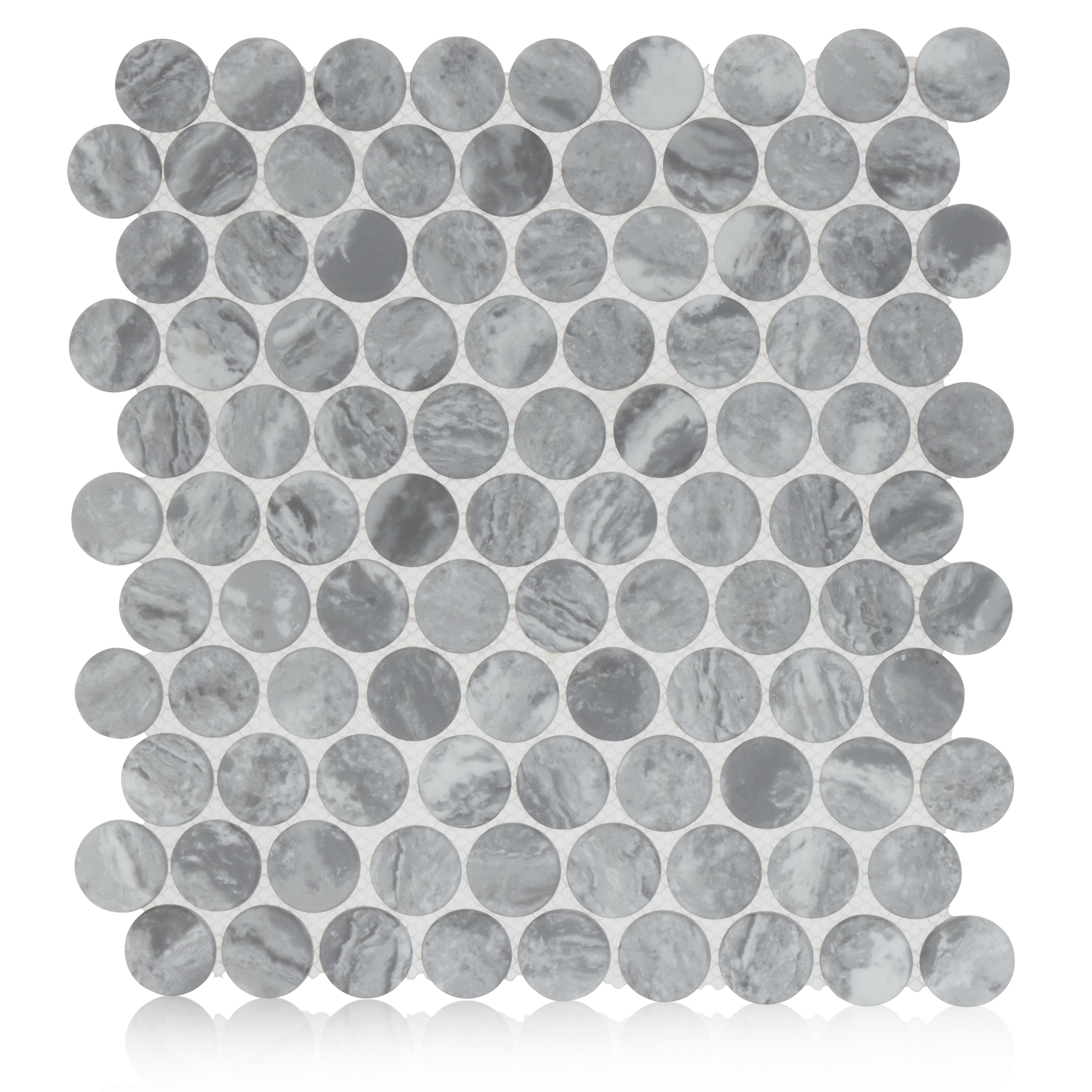 Grey Micro Crystal Large Penny Mosaic Matte