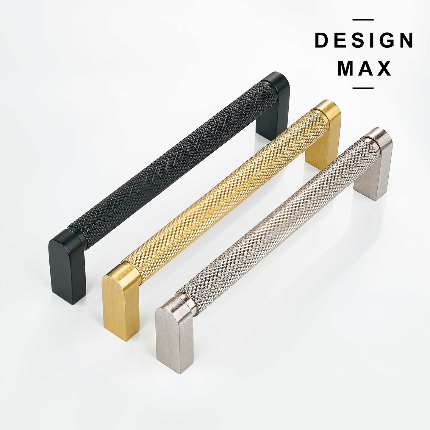 Knurled Matte Black Solid Brass Cabinet Pull