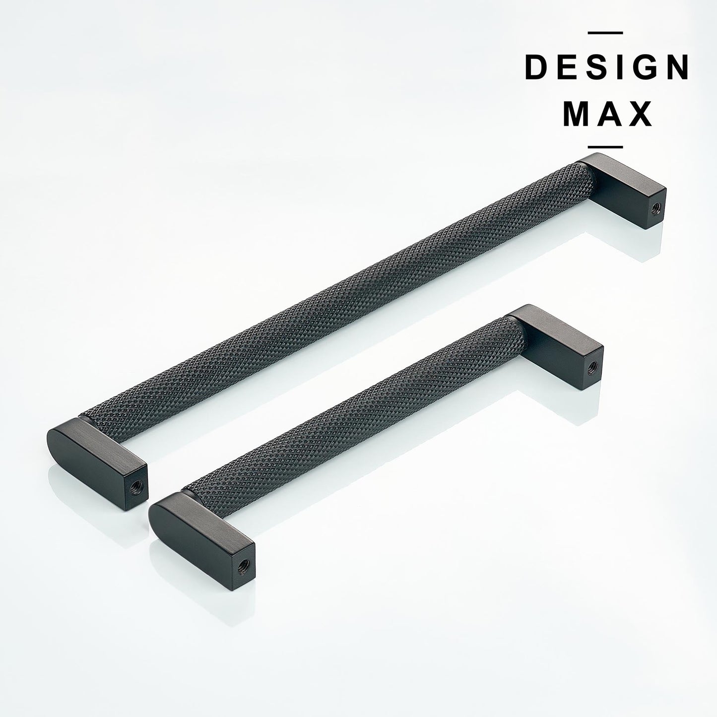 Knurled Matte Black Solid Brass Cabinet Pull