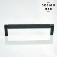 Knurled Matte Black Solid Brass Cabinet Pull