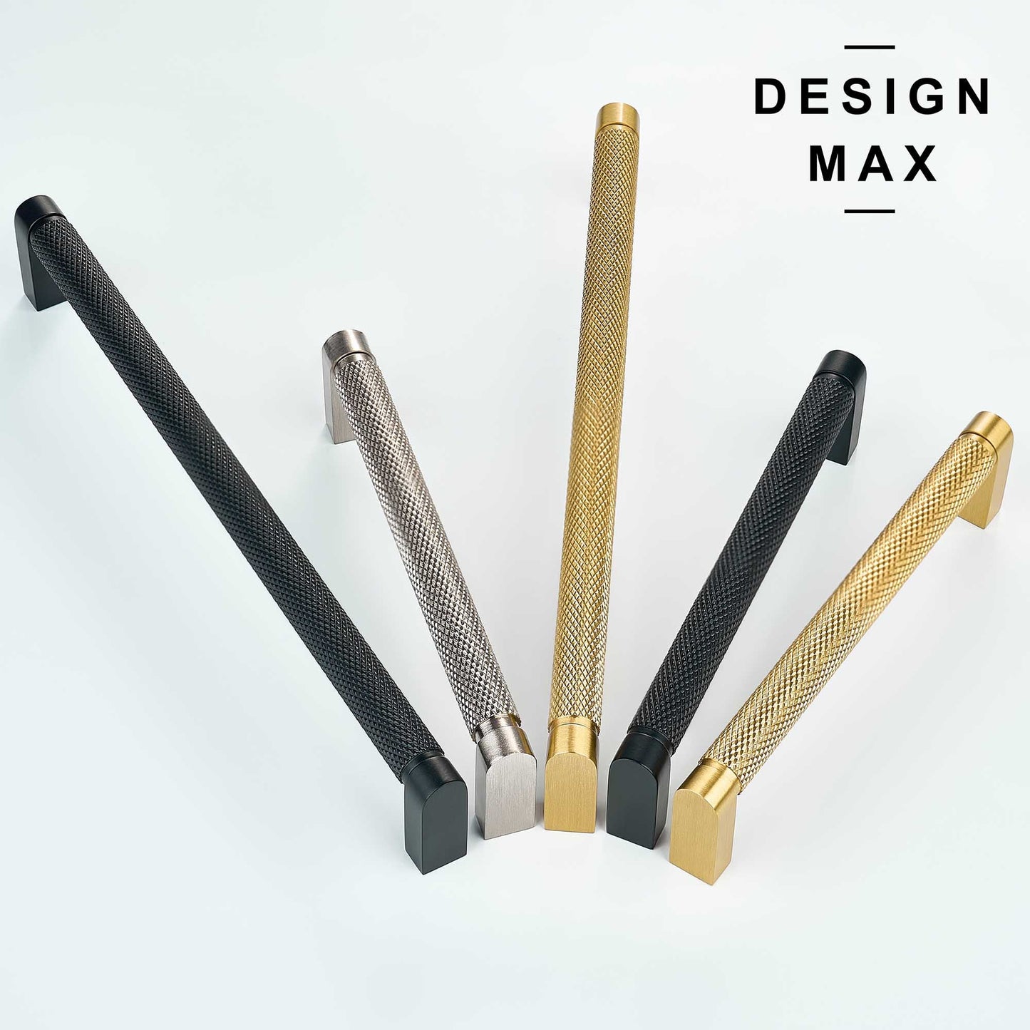 Knurled Matte Black Solid Brass Cabinet Pull