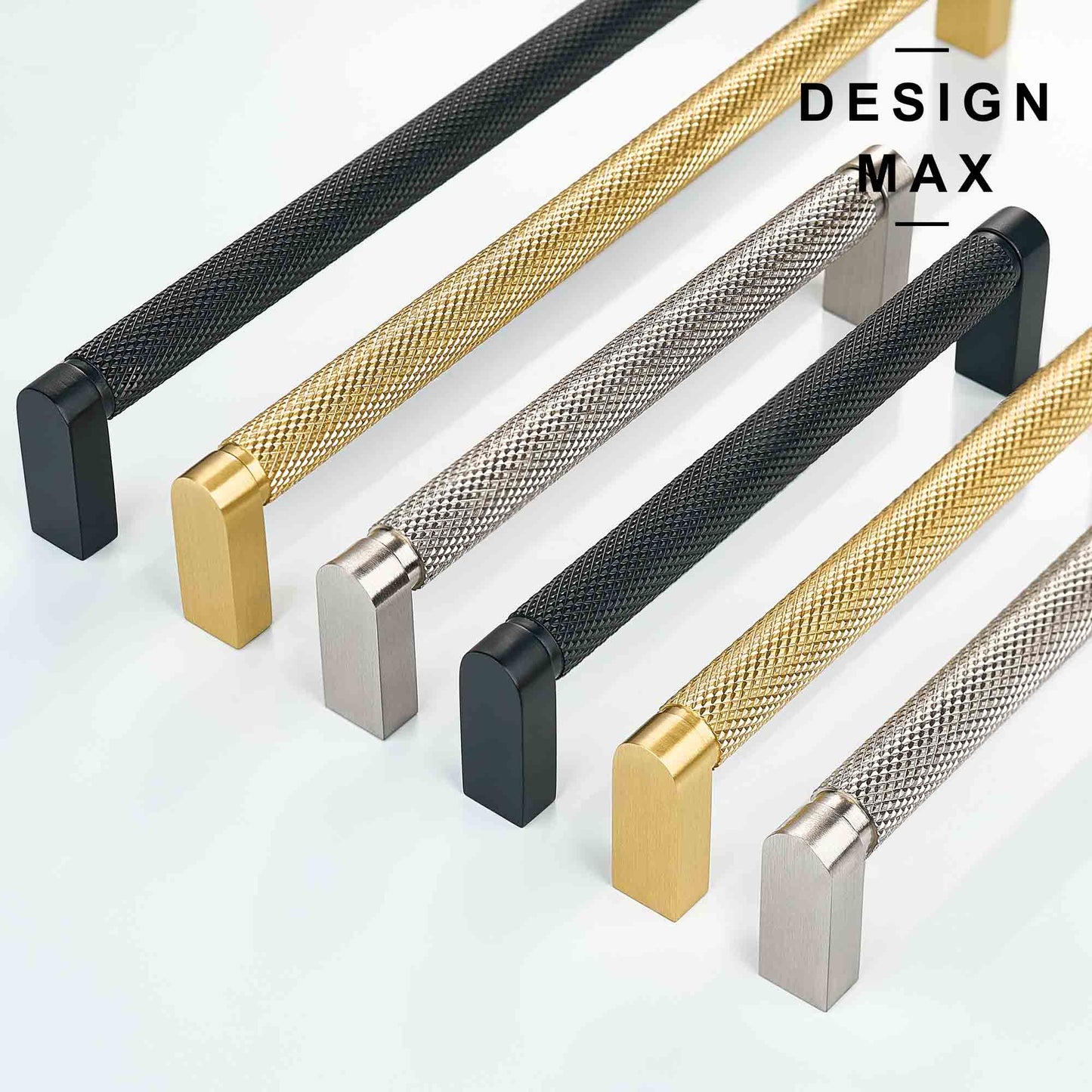 Knurled Matte Black Solid Brass Cabinet Pull