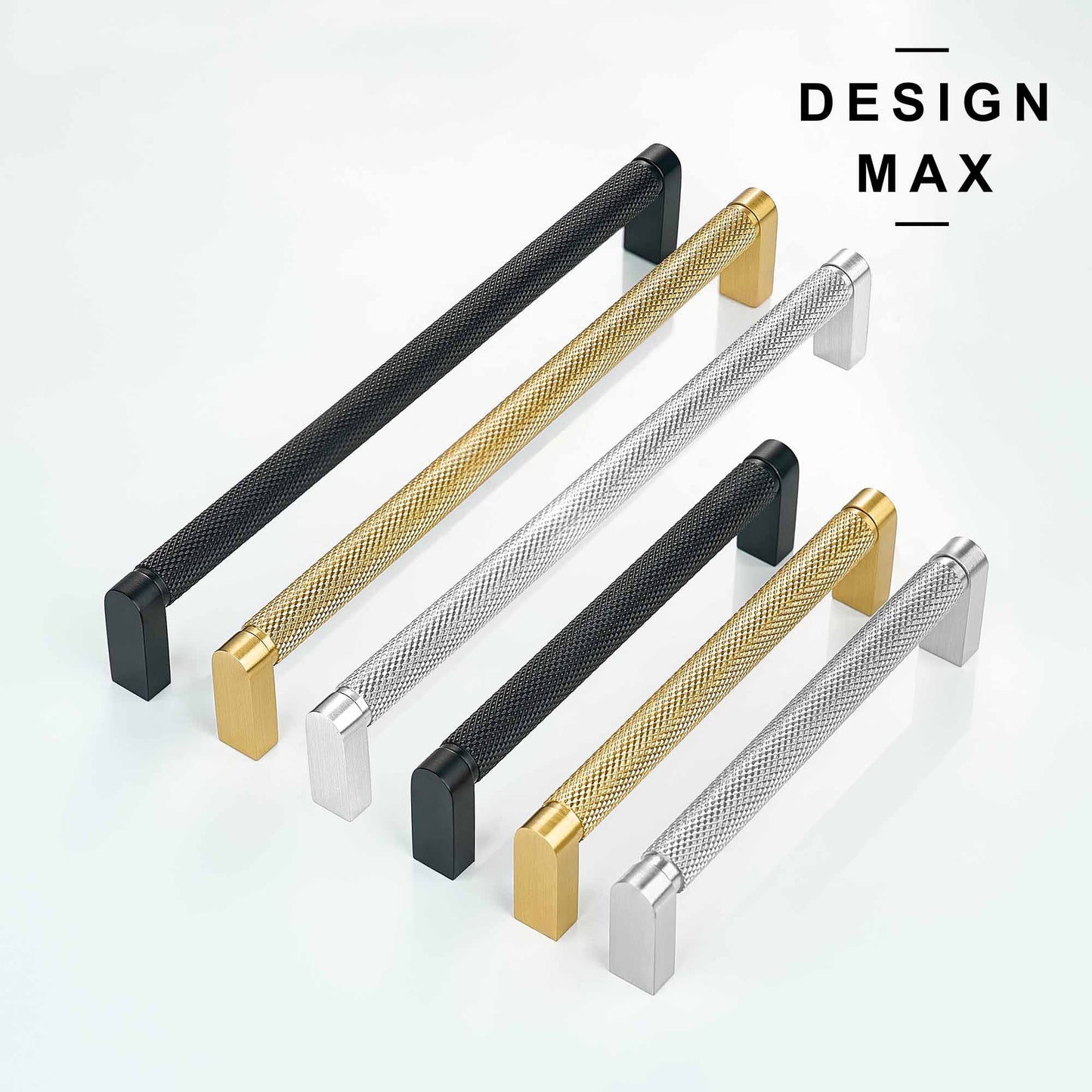 Knurled Matte Black Solid Brass Cabinet Pull