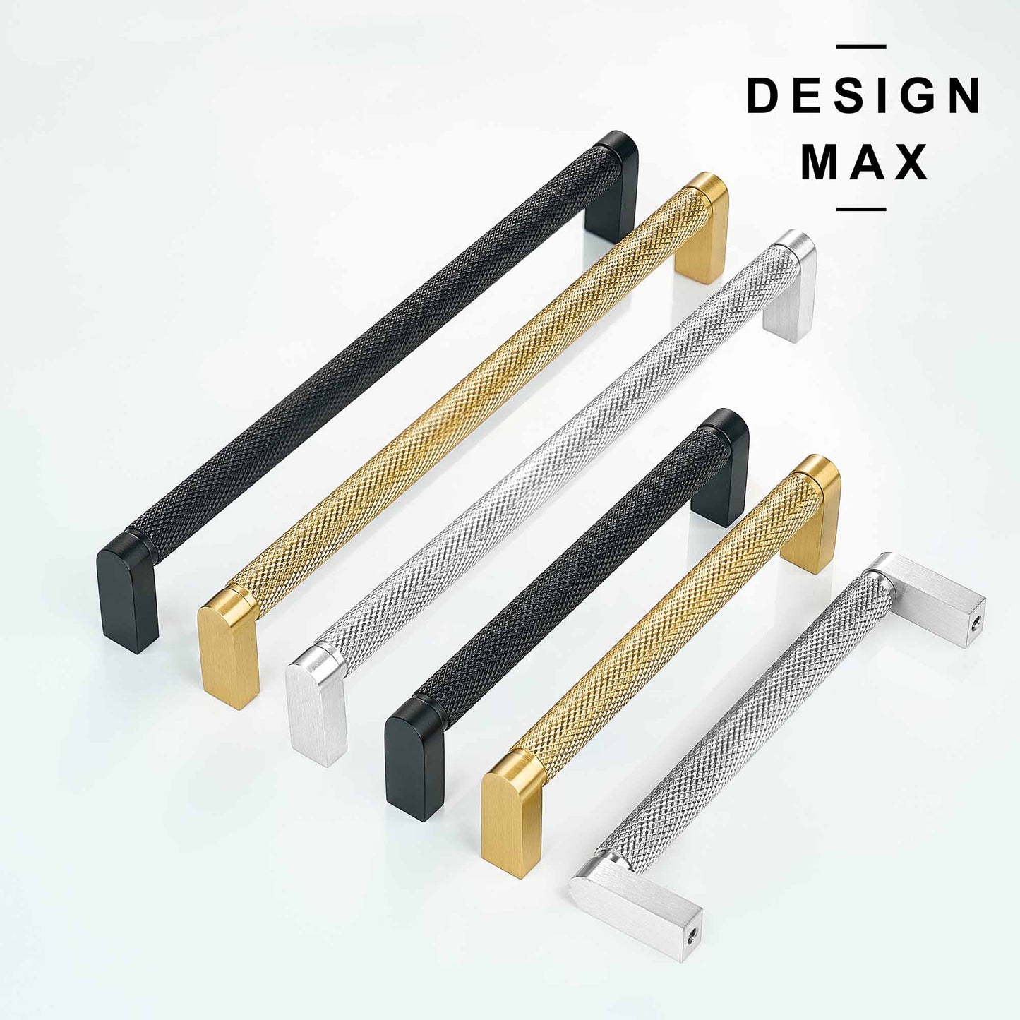 Knurled Matte Black Solid Brass Cabinet Pull