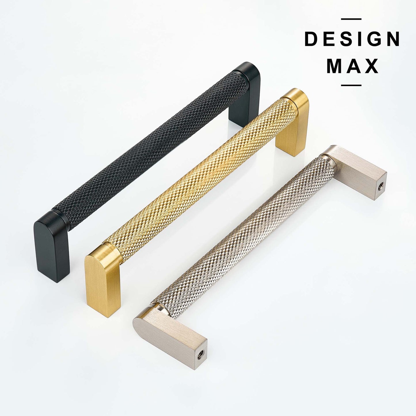 Knurled Matte Black Solid Brass Cabinet Pull