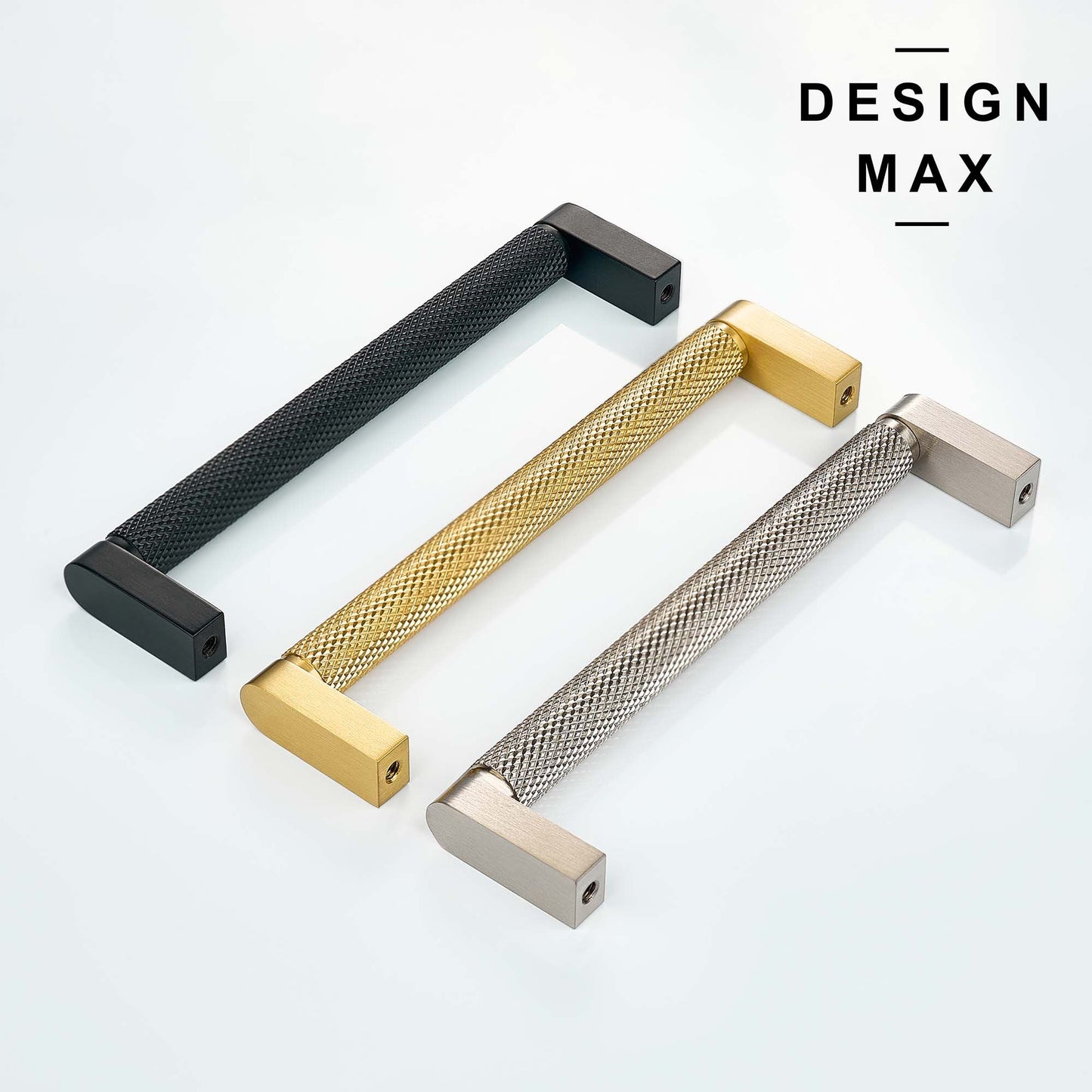 Knurled Matte Black Solid Brass Cabinet Pull