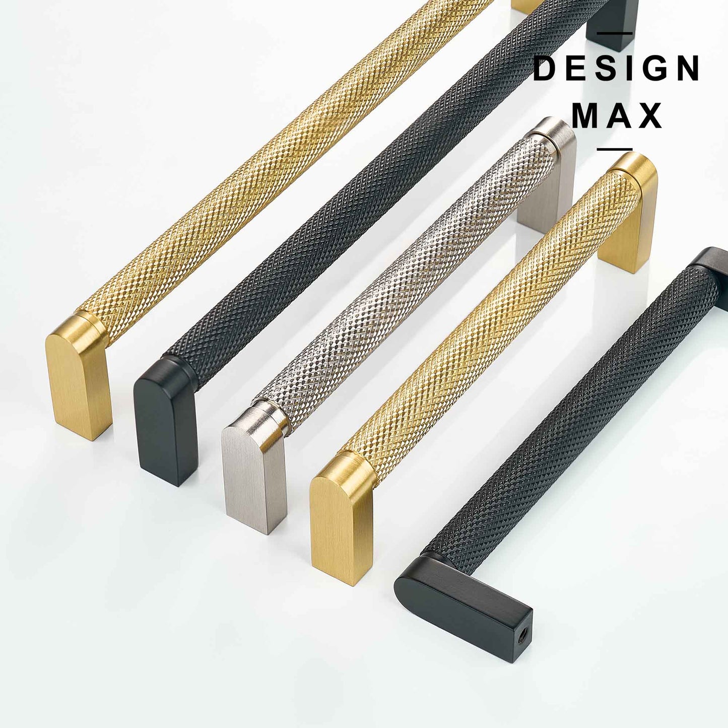 Knurled Matte Black Solid Brass Cabinet Pull