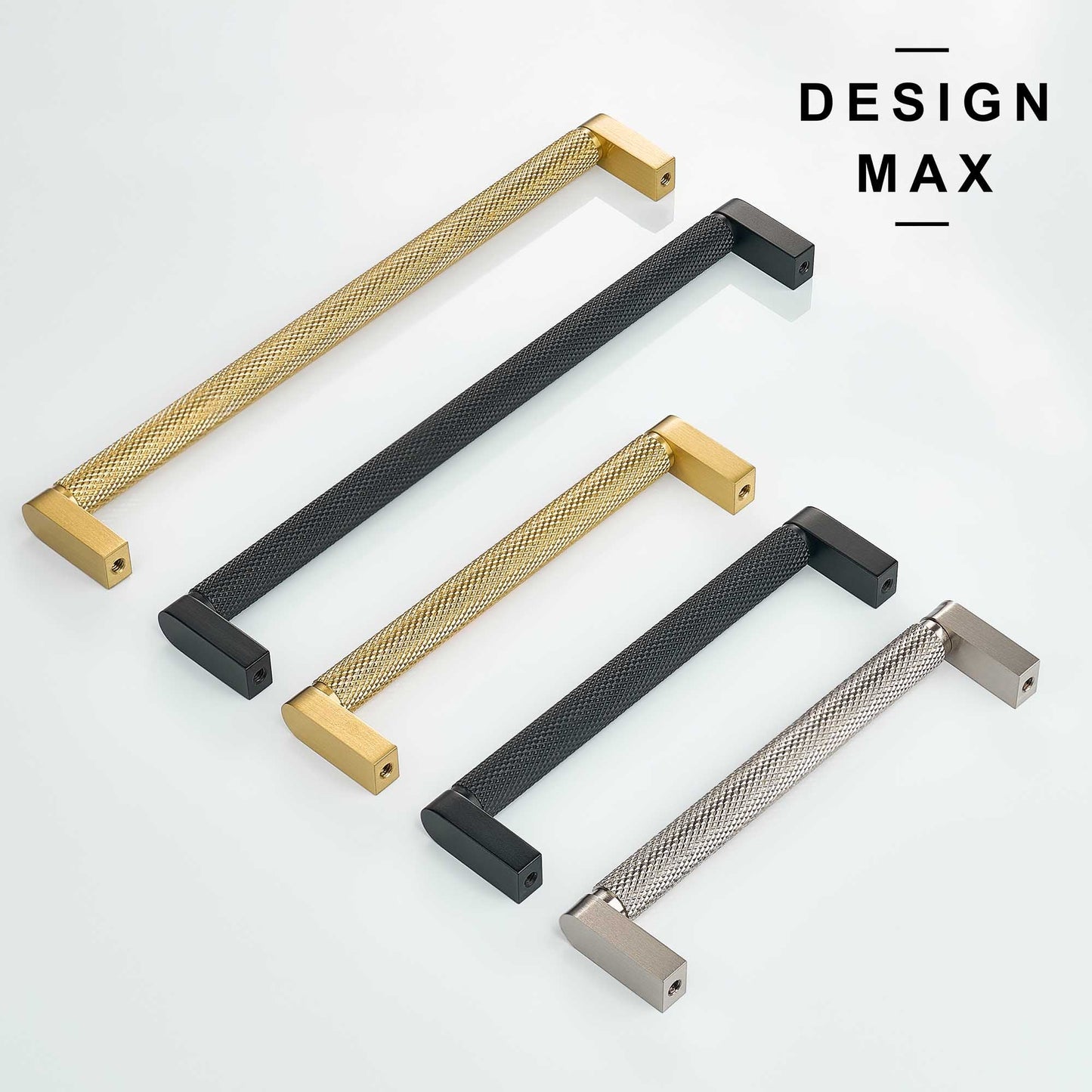 Knurled Matte Black Solid Brass Cabinet Pull