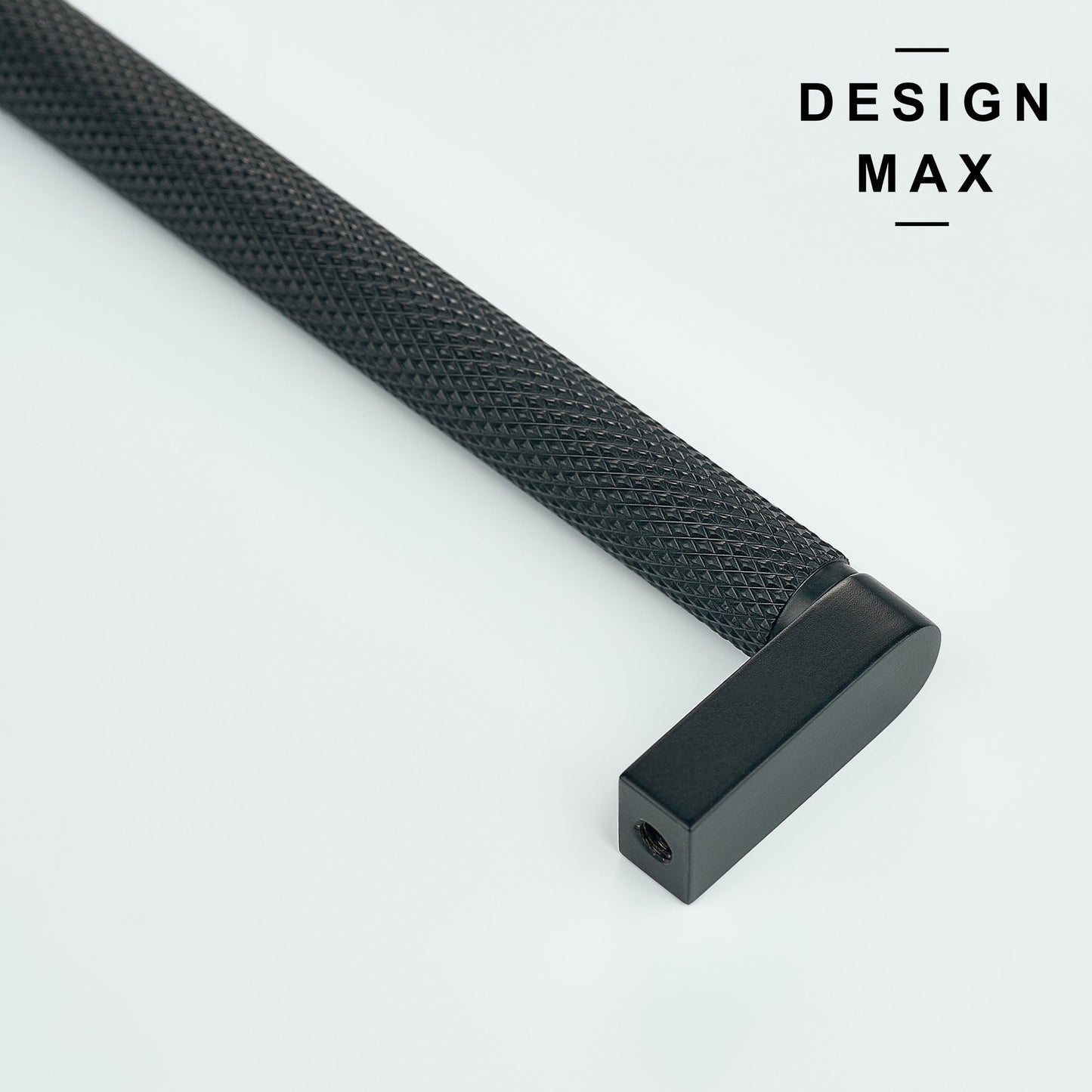 Knurled Matte Black Solid Brass Cabinet Pull