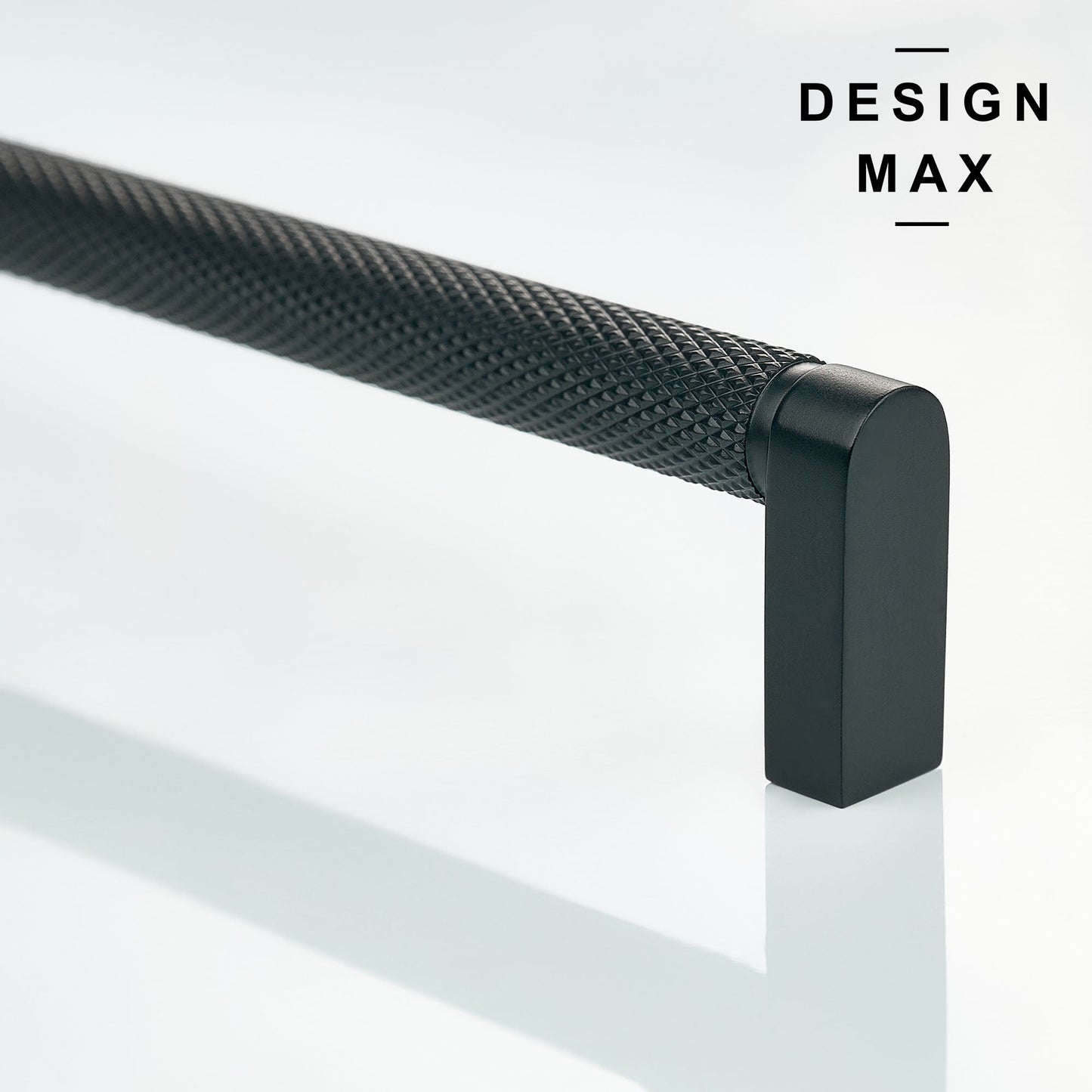 Knurled Matte Black Solid Brass Cabinet Pull
