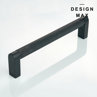 Knurled Matte Black Solid Brass Cabinet Pull