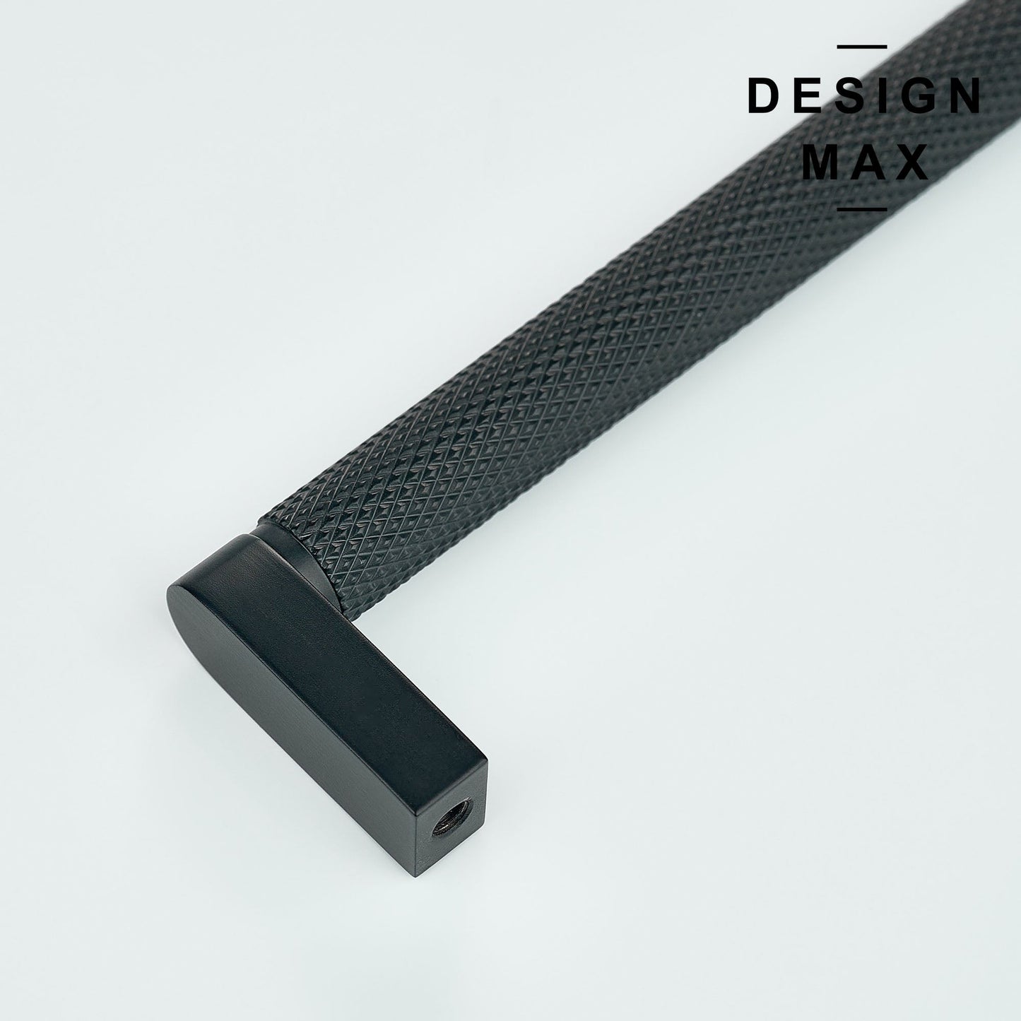 Knurled Matte Black Solid Brass Cabinet Pull
