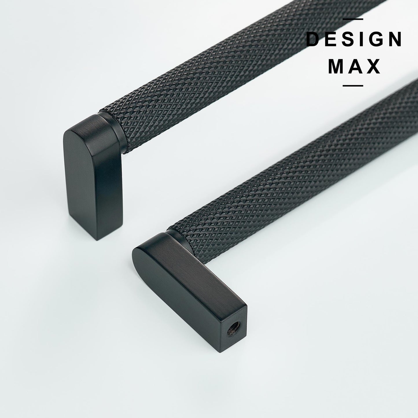 Knurled Matte Black Solid Brass Cabinet Pull