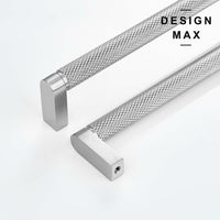 Knurled Satin Silver Solid Brass Cabinet Pull