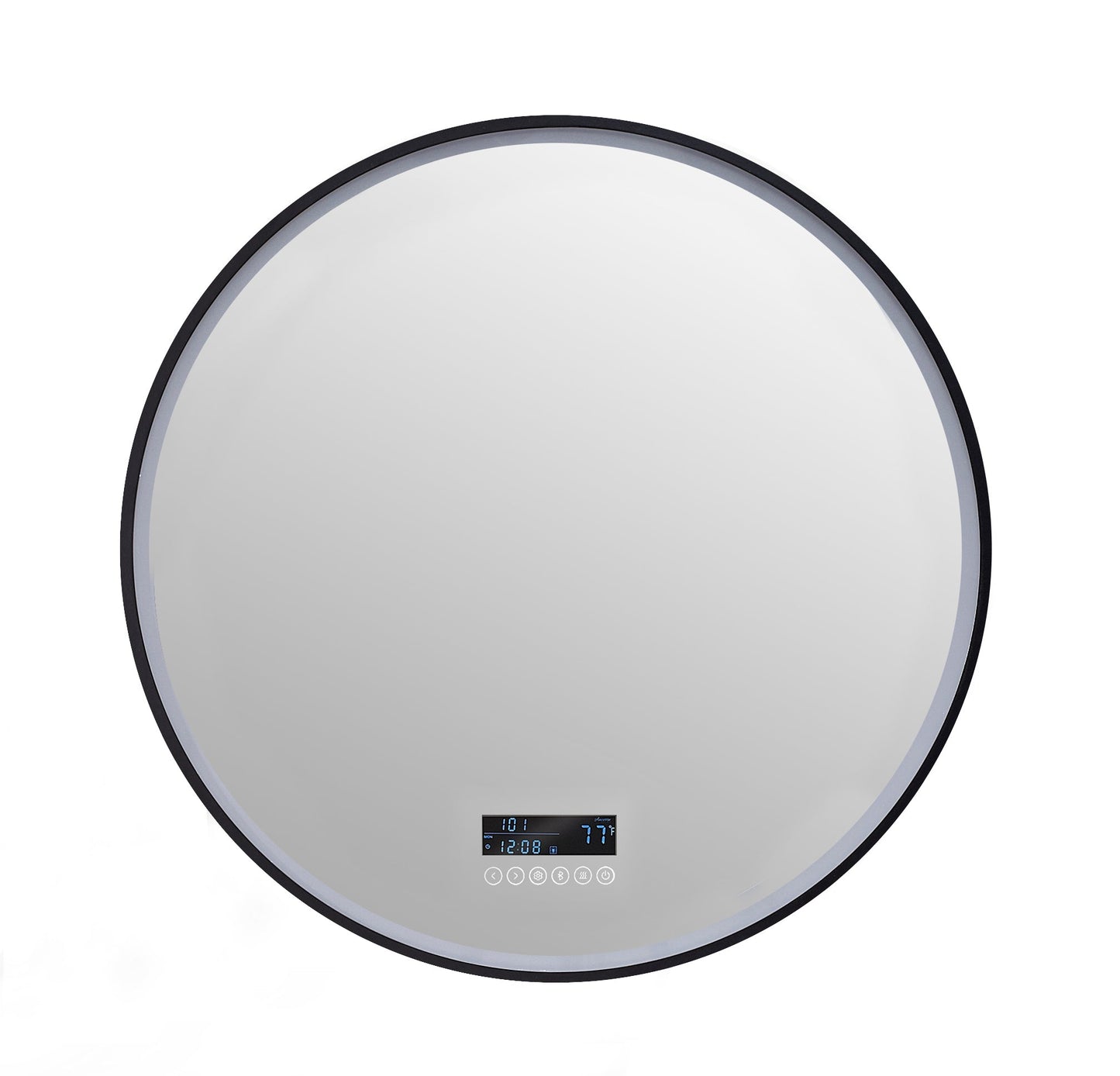 Cirque Round LED Lighted Bathroom Vanity Black Framed Mirror