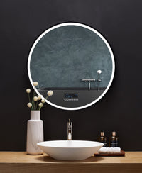 Cirque Round LED Lighted Bathroom Vanity Black Framed Mirror