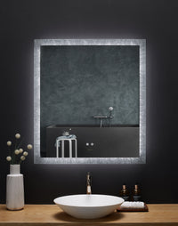 Frysta LED Frameless Rectangular Mirror Lighted Bathroom Vanity with Dimmer and Defogger