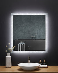 Frysta LED Frameless Rectangular Mirror Lighted Bathroom Vanity with Dimmer and Defogger