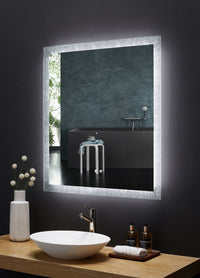 Frysta LED Frameless Rectangular Mirror Lighted Bathroom Vanity with Dimmer and Defogger