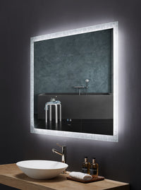 Frysta LED Frameless Rectangular Mirror Lighted Bathroom Vanity with Dimmer and Defogger