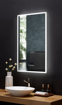 Immersion LED Lighted Bathroom Vanity Mirror with Bluetooth, Defogger, and Digital Display