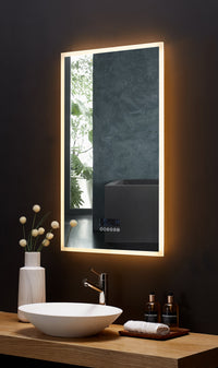 Immersion LED Lighted Bathroom Vanity Mirror with Bluetooth, Defogger, and Digital Display