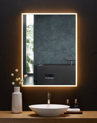 Immersion LED Lighted Bathroom Vanity Mirror with Bluetooth, Defogger, and Digital Display