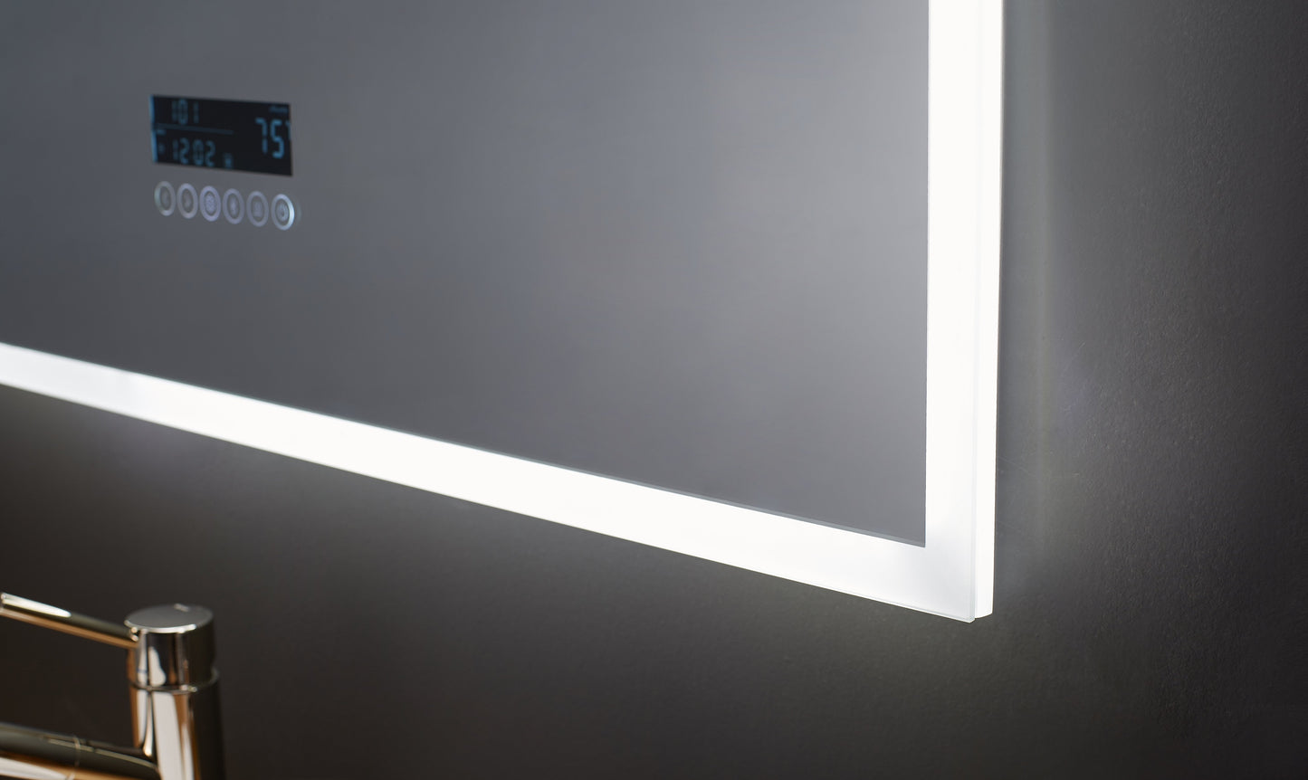 Immersion LED Lighted Bathroom Vanity Mirror with Bluetooth, Defogger, and Digital Display