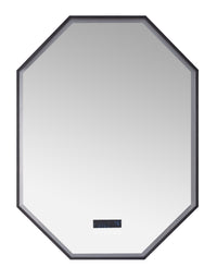 Otto LED Octagon Black Framed Lighted Bathroom Vanity Mirror with Bluetooth and Digital Display