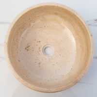 Light Beige Travertine Natural Stone Above Vanity Bathroom Vessel Sink Polished