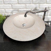 Light Travertine Natural Stone UFO Shape Above Vanity Bathroom Sink Honed