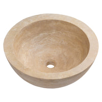 Light Beige Travertine Sloped Above Vanity Bathroom Vessel Sink Honed