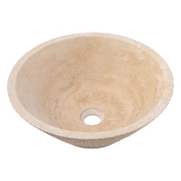 Light Beige Travertine V-Shape Tapered Above Vanity Bathroom Sink (D)16" (H)6"