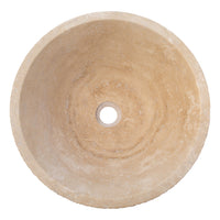 Light Beige Travertine V-Shape Tapered Above Vanity Bathroom Sink (D)16" (H)6"