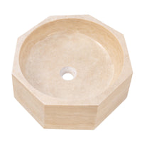 Light Beige Travertine Octagon Above Vanity Bathroom Vessel Sink Polished