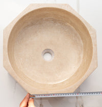 Light Beige Travertine Octagon Above Vanity Bathroom Vessel Sink Polished