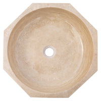 Light Beige Travertine Octagon Above Vanity Bathroom Vessel Sink Polished