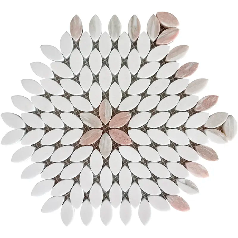Marble Blossom Pink & White Polished Mosaic Tile