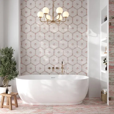 Marble Blossom Pink & White Polished Mosaic Tile