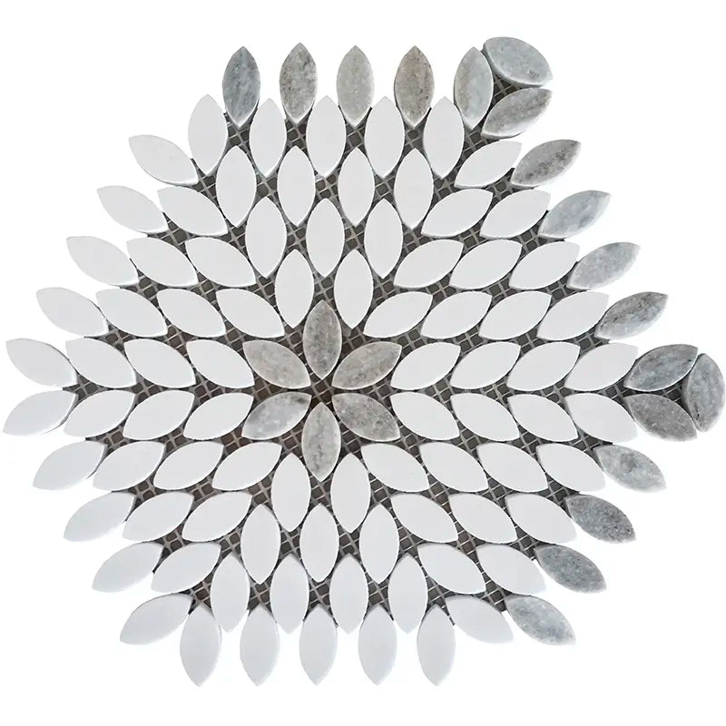 Marble Blossom Beige, Gray & White Polished Mosaic Tile