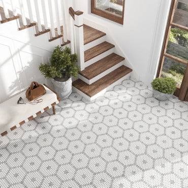 Marble Blossom Beige, Gray & White Polished Mosaic Tile