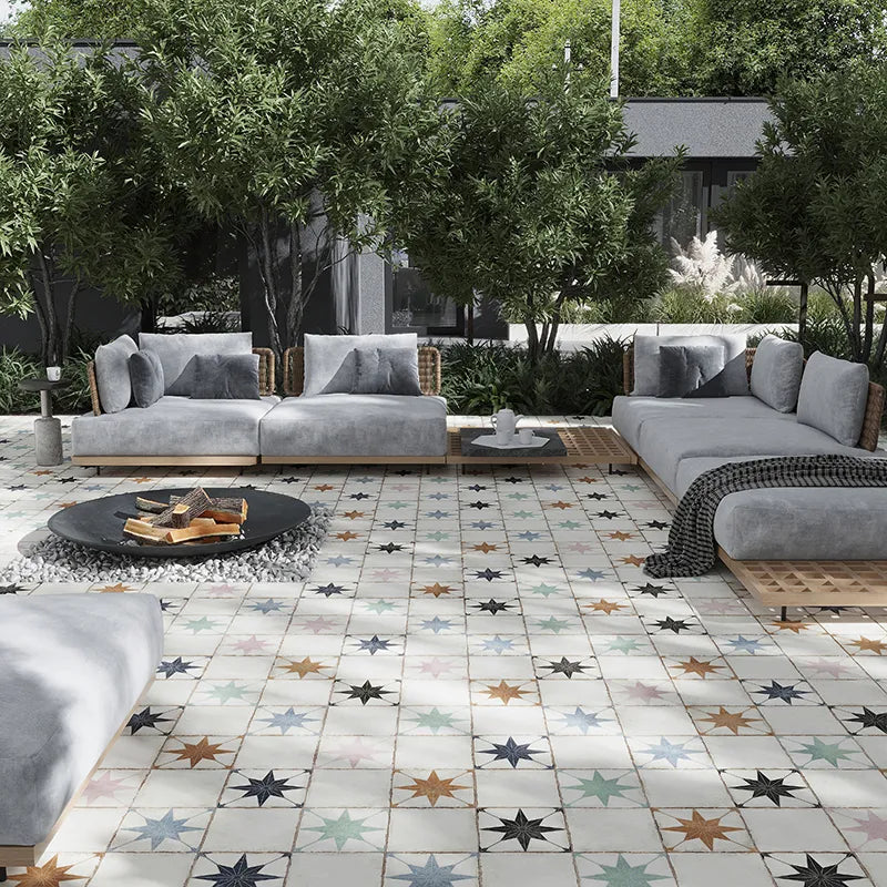 Heritage Compass Navy & White 8" x 8" Star Matte Porcelain Tile