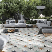 Heritage Compass Navy & White 8" x 8" Star Matte Porcelain Tile
