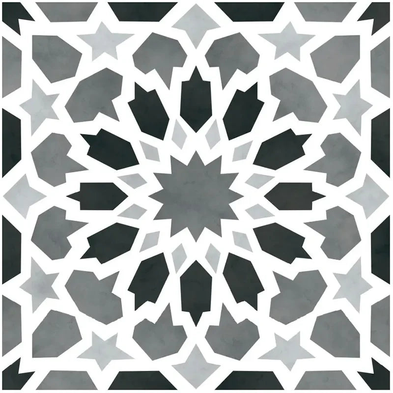Alhambra Black & White Porcelain Tile 8x8" - Tilevanity.com