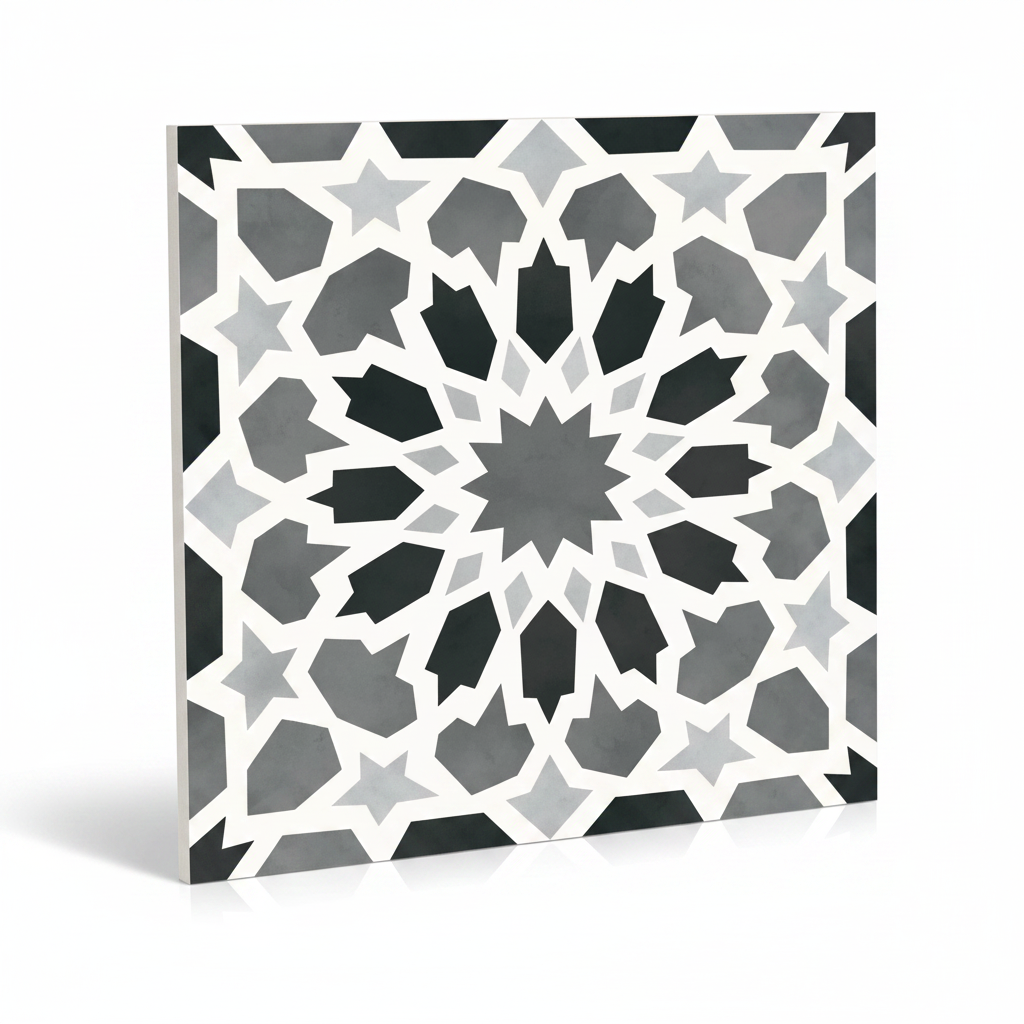 Alhambra Black & White Porcelain Tile 8x8"